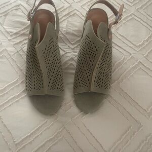 Perforated Olive Green Slingback Sandals